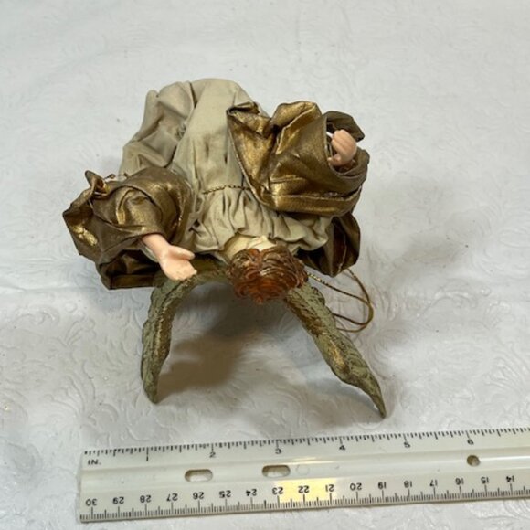 VTG Red Haired Guardian Angel Beige Gown Hanging Holiday Christmas Ornament 6" - Picture 5 of 11